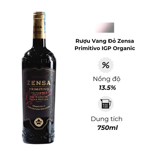 Rượu Vang Ý Zensa Primitivo IGP Organic