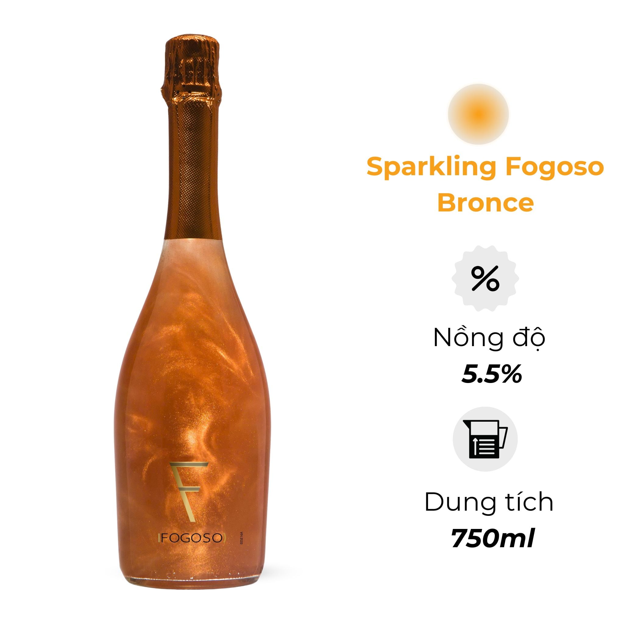 Rượu vang Sparkling Fogoso Bronce 750ml 5.5%