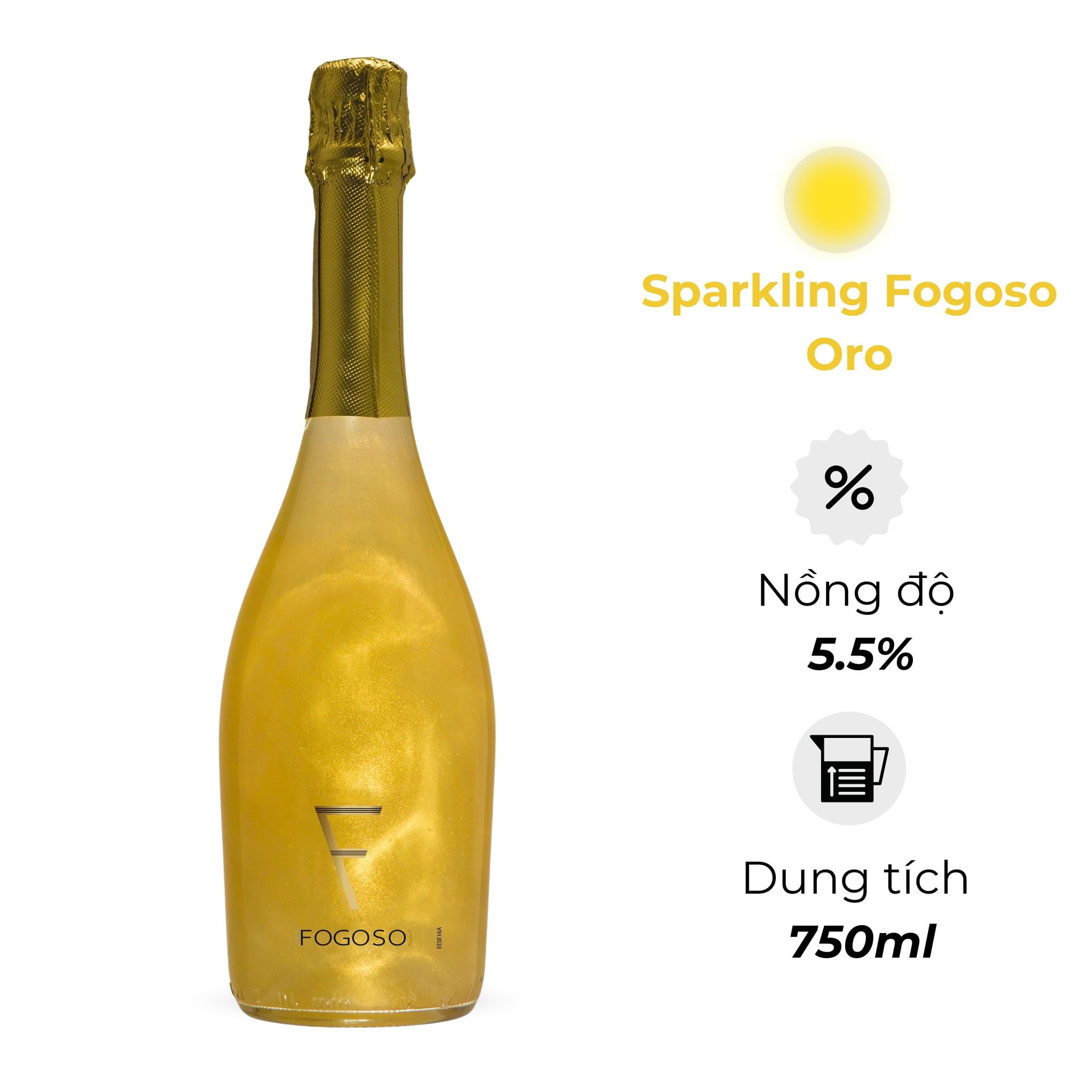 Rượu Vang Sparkling Fogoso Oro 750ml 5.5%