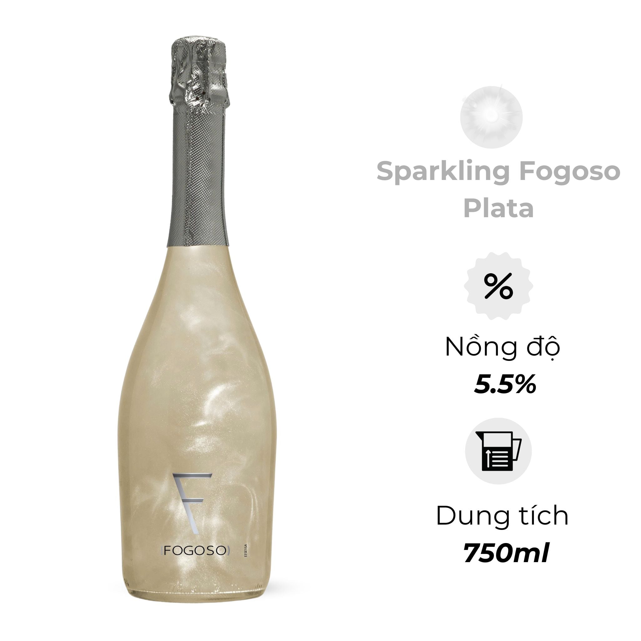 Rượu Vang Sparkling Fogoso Plata 750ml 5.5%