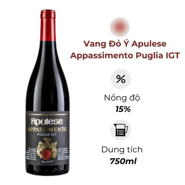 Rượu Vang Đỏ Ý Apulese Appassimento Puglia IGT
