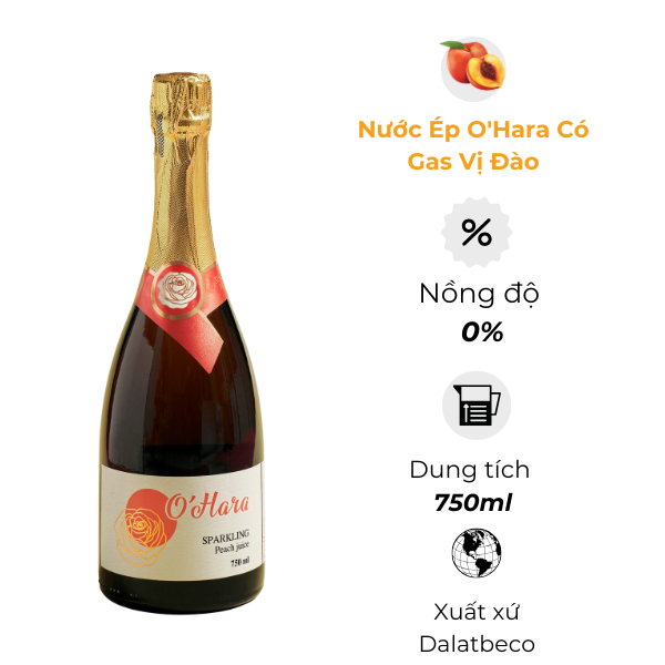 Nước Ép Có Gas Sparkling O'Hara Đào