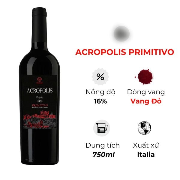 Rượu Vang Acropolis Primitivo 750ml 16%