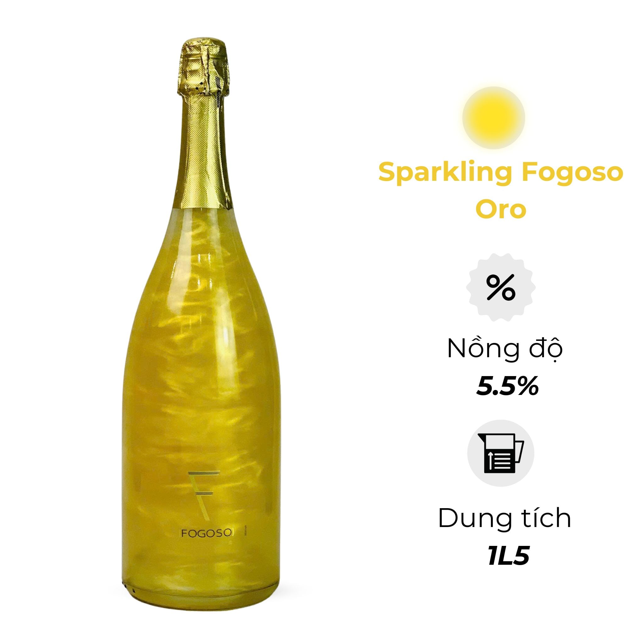 Rượu vang Sparkling Fogoso Oro 1.5L 5.5%