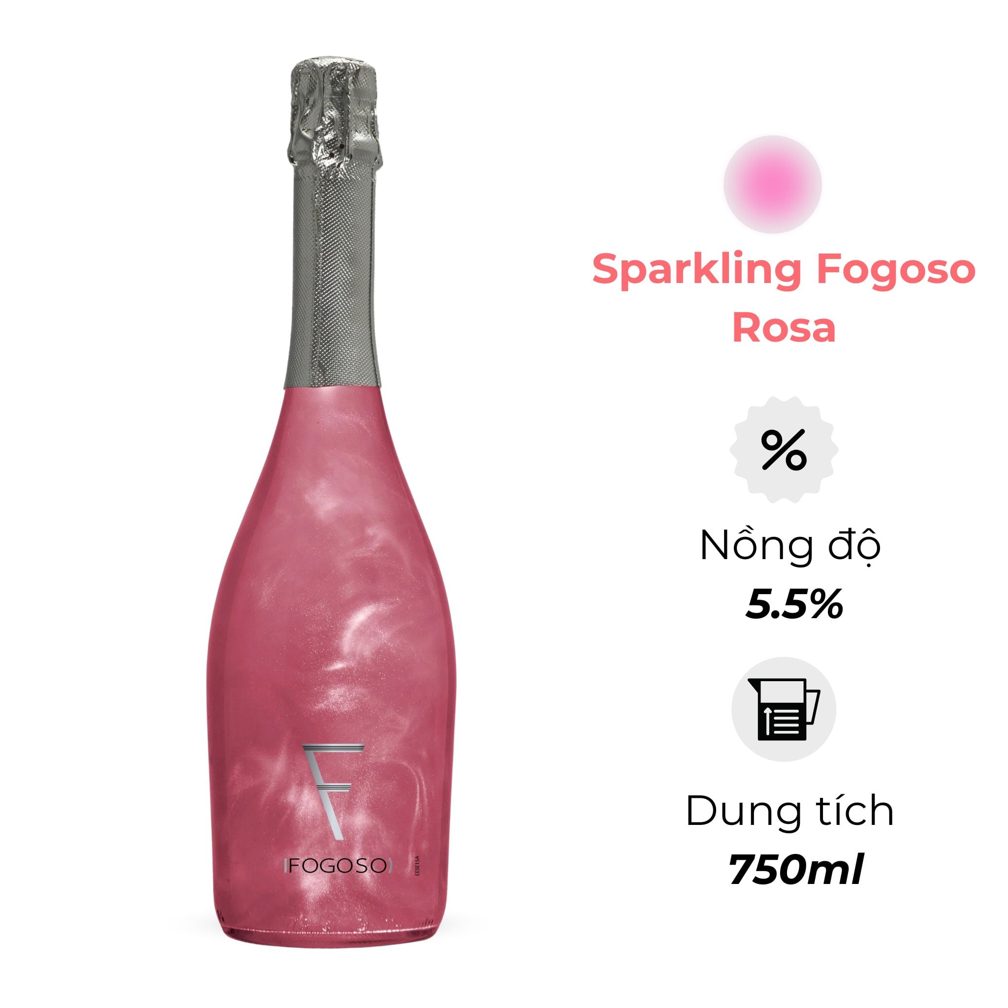 Rượu vang Sparkling Fogoso Rosa 750ml 5.5%