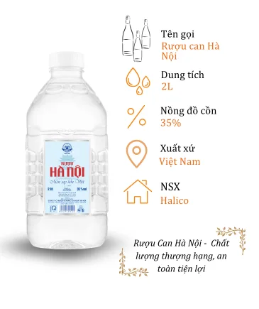 Rượu Can Hà Nội Halico - Can 2 Lít 35% ( Can Ha Noi Halico)