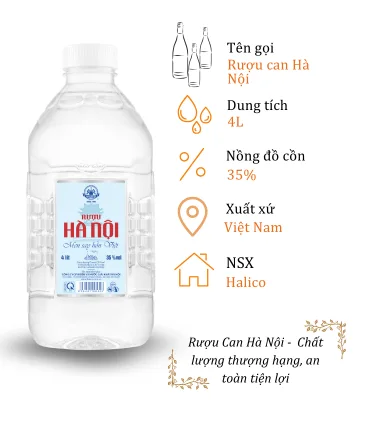 Rượu Can Hà Nội Halico - Can 4 Lít 35% ( Can Ha Noi Halico)
