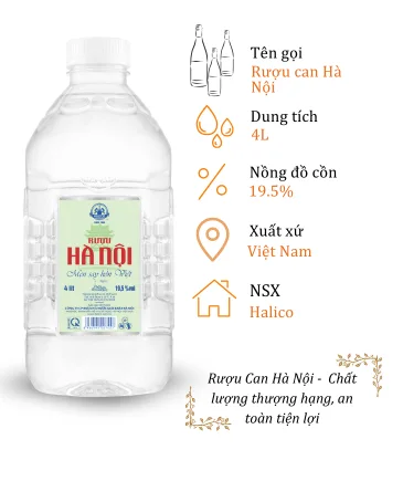 Rượu Can Hà Nội Halico - Can 4 Lít 19.5% ( Can Ha Noi Halico)
