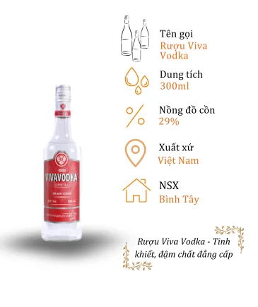 Rượu Viva Vodka - Chai 300ml 29% (Bottle Viva Vodka 300ml 29%)