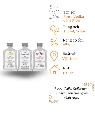 Rượu Vodka Collection - Chai 100ml 40% (Bottle Vodka Collection)