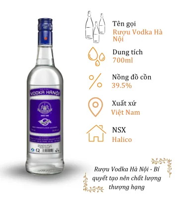 Rượu Vodka Hà Nội - Chai 700ml 39.5% (Bottle Vodka Ha Noi)