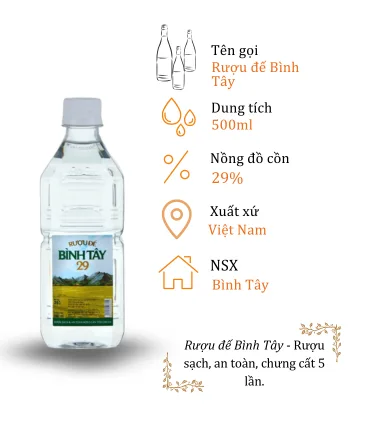 Rượu Đế Bình Tây - 500ml 29% ( Can Ruou De Binh Tay)