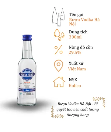 Rượu Vodka Hà Nội - Chai 300ml 29.5% (Bottle Vodka Ha Noi)