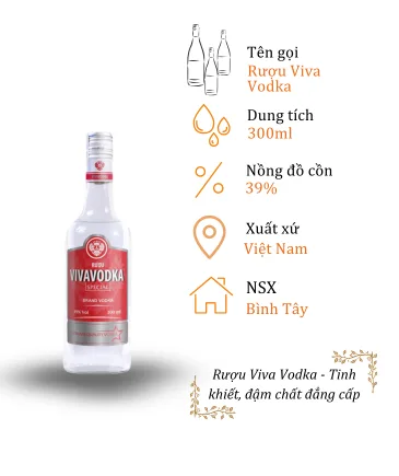 Rượu Viva Vodka - Chai 300ml 39% (Bottle Viva Vodka 300ml 39%)