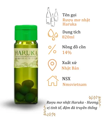 Rượu Mơ Nhật Haruka - Chai 820ml 14% (Bottle Haruka 820ml 14%)