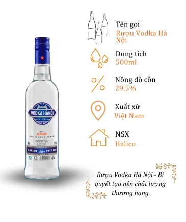 Rượu Vodka Hà Nội - Chai 500ml 29.5% (Bottle Vodka Ha Noi)