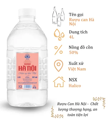 Rượu Can Hà Nội Halico - Can 4 Lít 50% ( Can Ha Noi Halico)