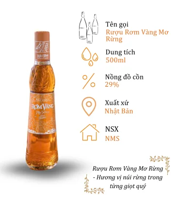 Rượu Rơm Vàng Mơ Rừng NMSVietnam - Chai 500ML 29%