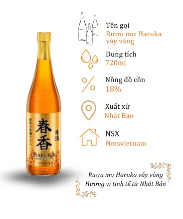 Rượu Mơ Haruka Vẩy Vàng Nhật Bản - Chai 720ml 18%