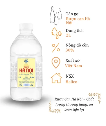 Rượu Can Hà Nội Halico - Can 2 Lít 30% ( Can Ha Noi Halico)