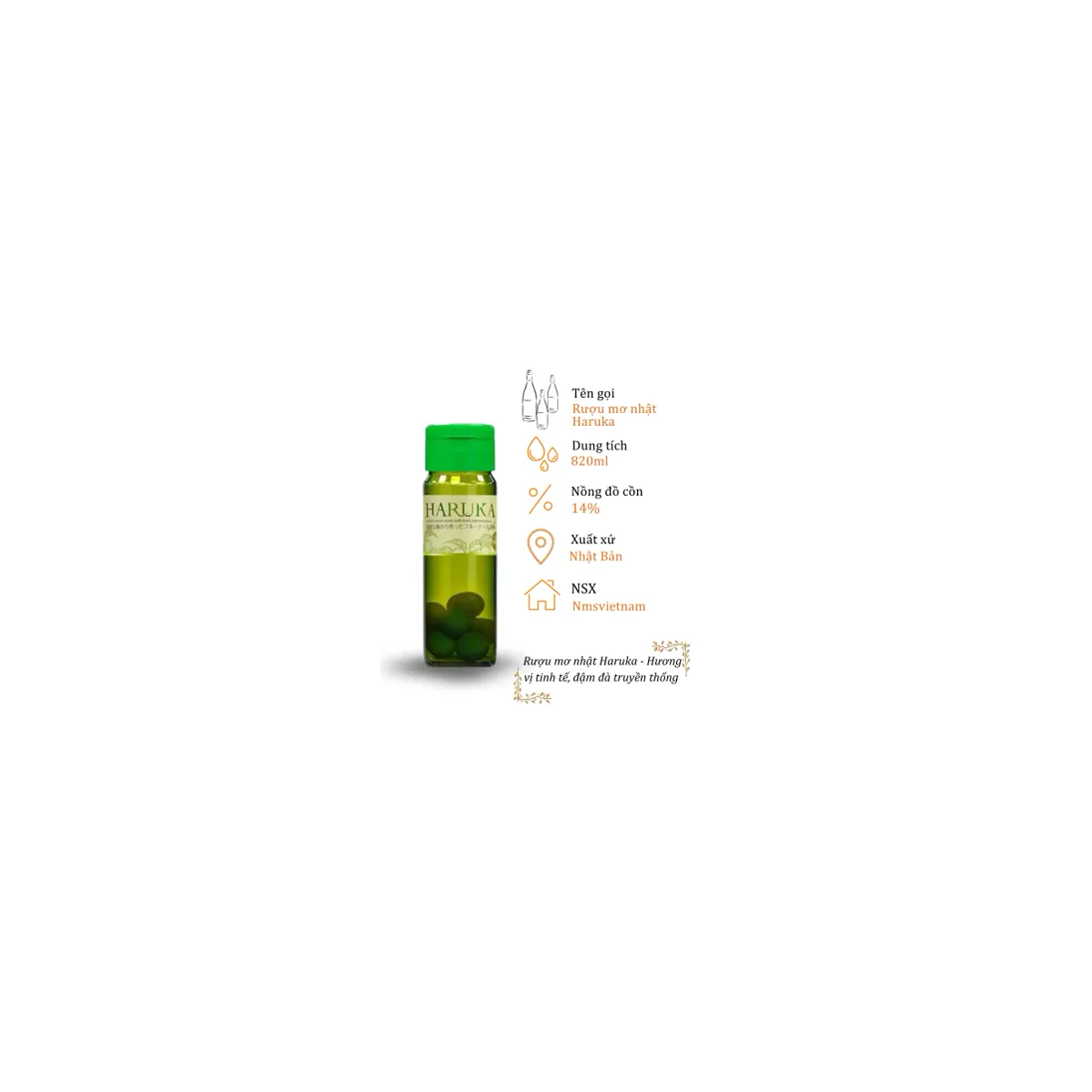 Rượu Mơ Nhật Haruka - Chai 820ml 14% (Bottle Haruka 820ml 14%)