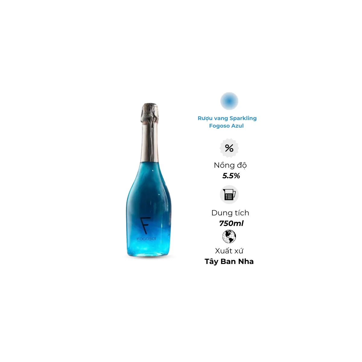 Rượu vang Sparkling Fogoso Azul 750 ml 5.5%