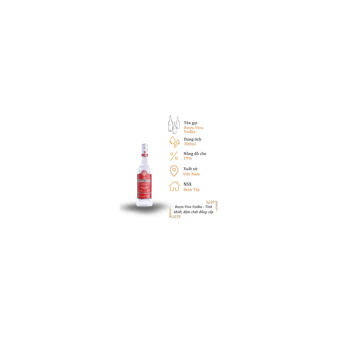Rượu Viva Vodka - Chai 300ml 29% (Bottle Viva Vodka 300ml 29%)