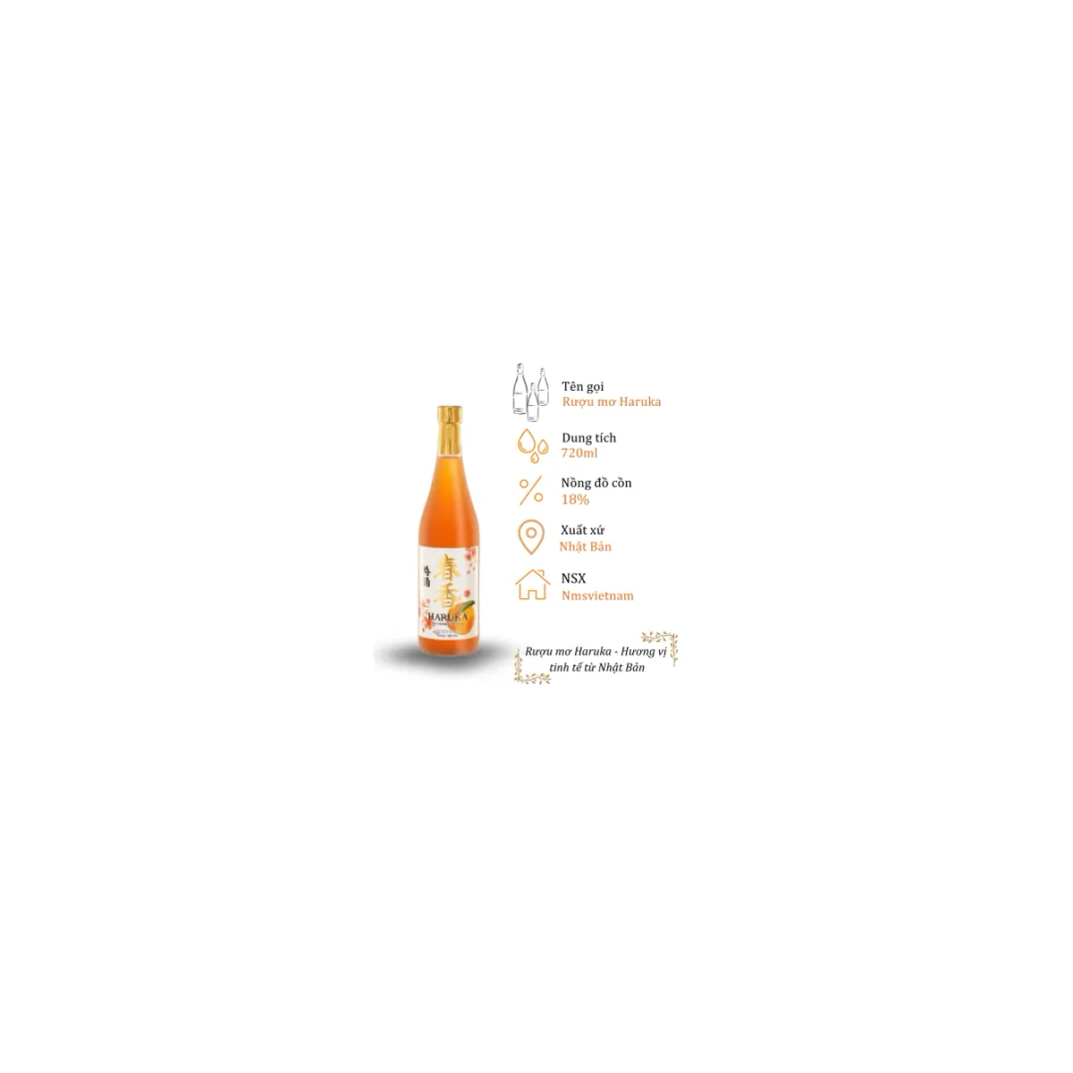 Rượu Mơ Haruka - Chai 720ML 18% (Bottle Haruka - Umeshu 720ml 18%)