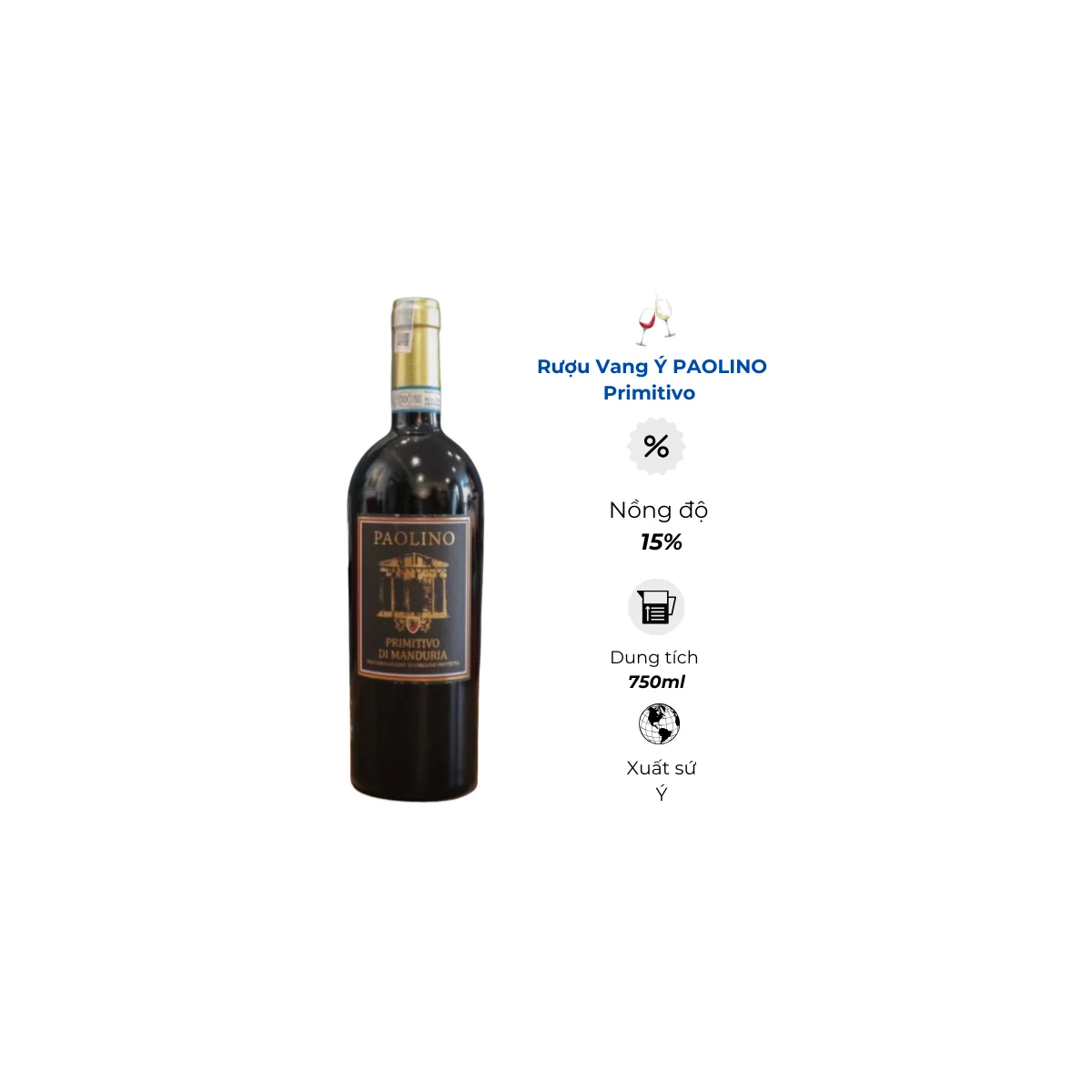 Rượu Vang Ý Paolino Primitivo Di Manduria
