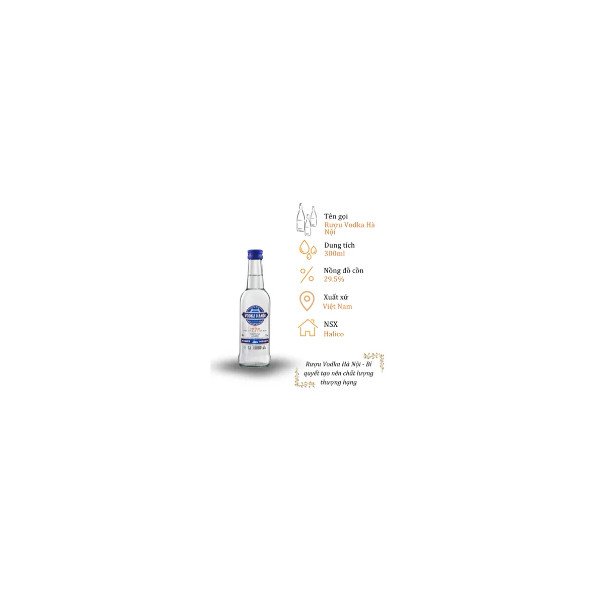 Rượu Vodka Hà Nội - Chai 300ml 29.5% (Bottle Vodka Ha Noi)