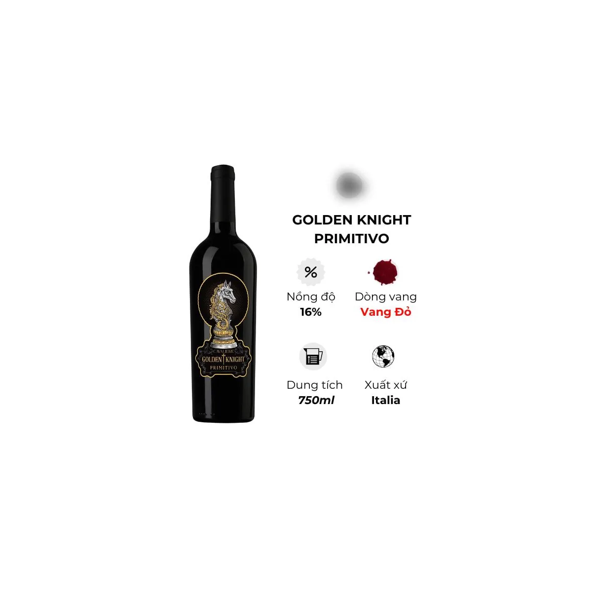 Rượu Vang Golden Knight Primitivo 750ml 16%