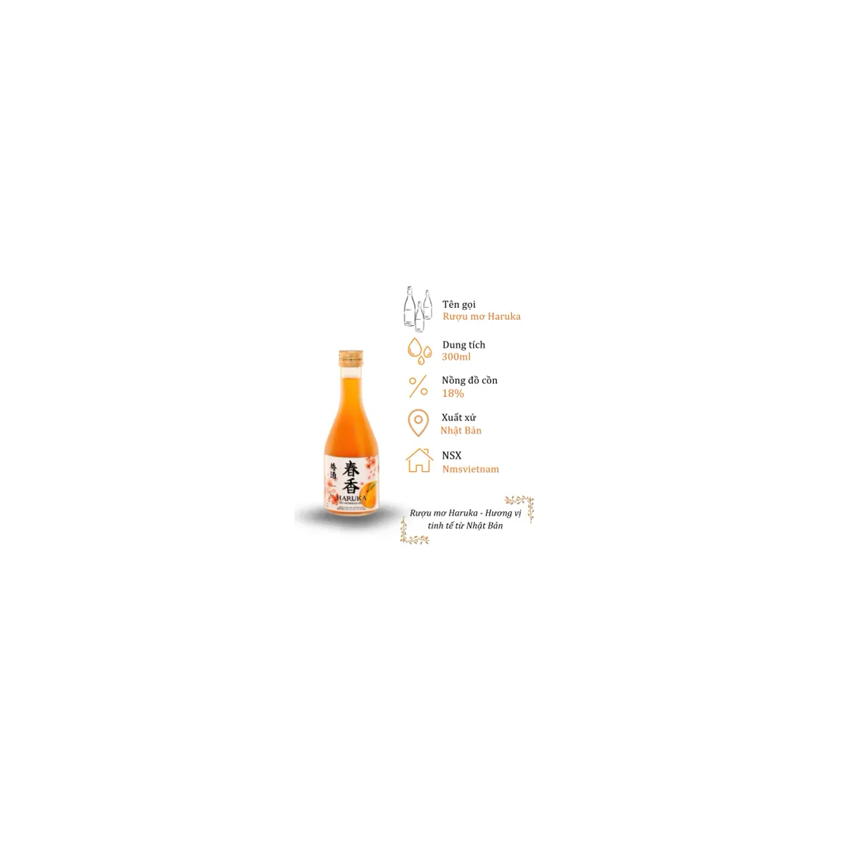 Rượu Mơ Haruka Chai 300ml 18% (Bottle Haruka 300ml 18%)