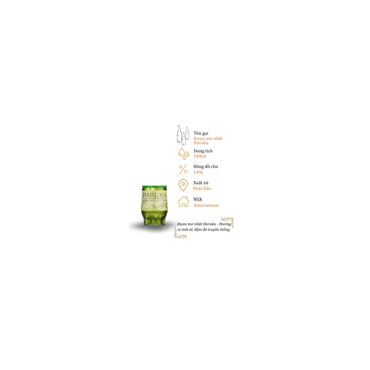 Rượu Mơ Haruka Nhật Bản - Cốc 180ml 14% (Cup Haruka - Umeshu 180ml)