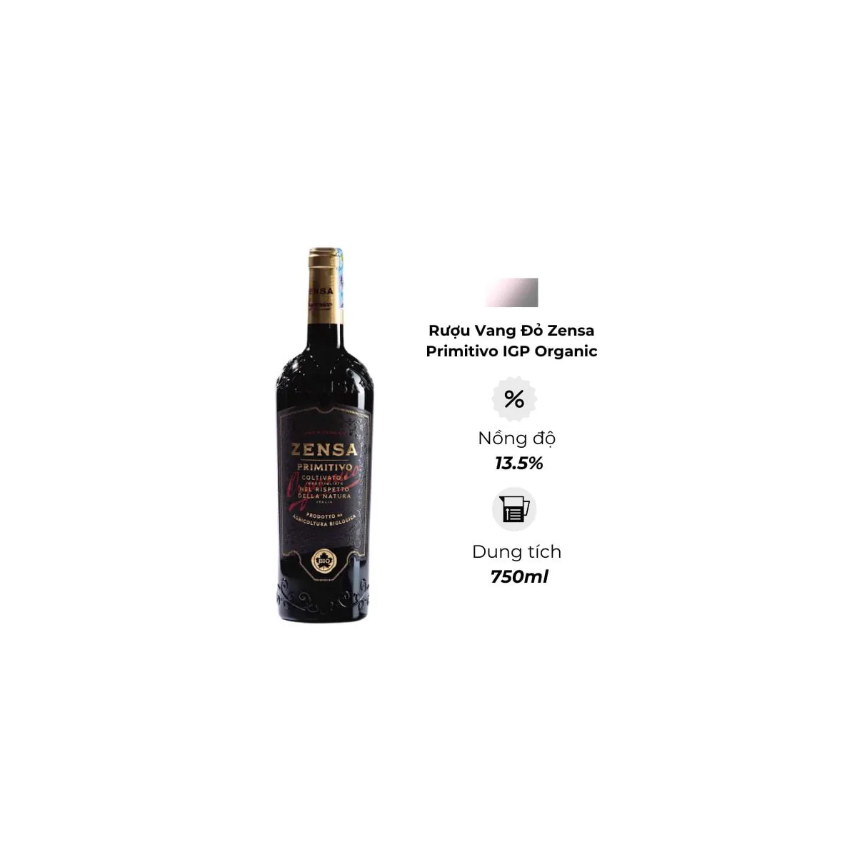 Rượu Vang Ý Zensa Primitivo IGP Organic