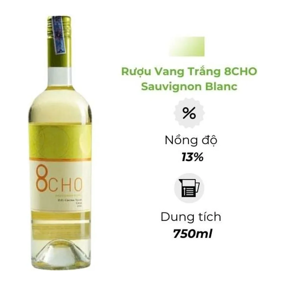 Rượu vang trắng 8CHO Sauvignon Blanc 13% 750ml