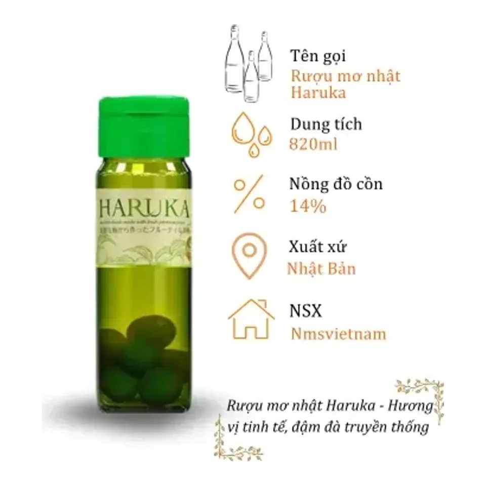 Rượu Mơ Nhật Haruka - Chai 820ml 14% (Bottle Haruka 820ml 14%)