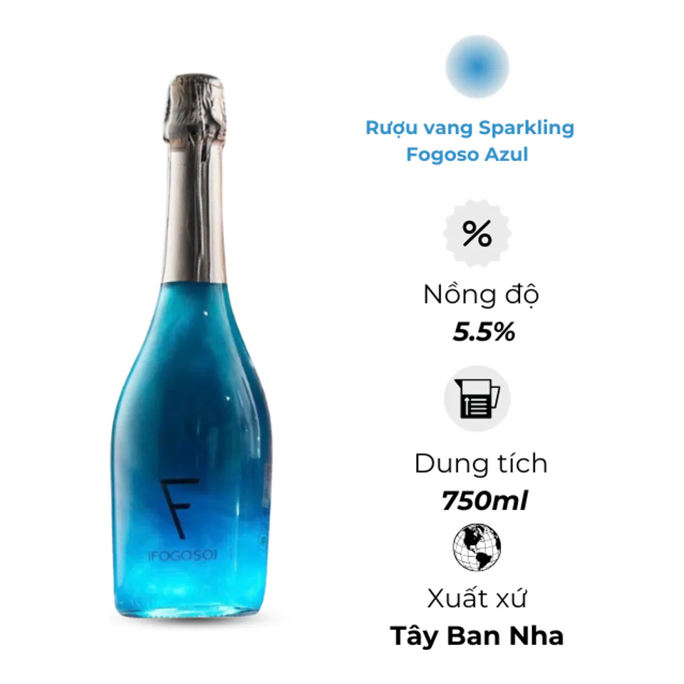 Rượu vang Sparkling Fogoso Azul 750 ml 5.5%