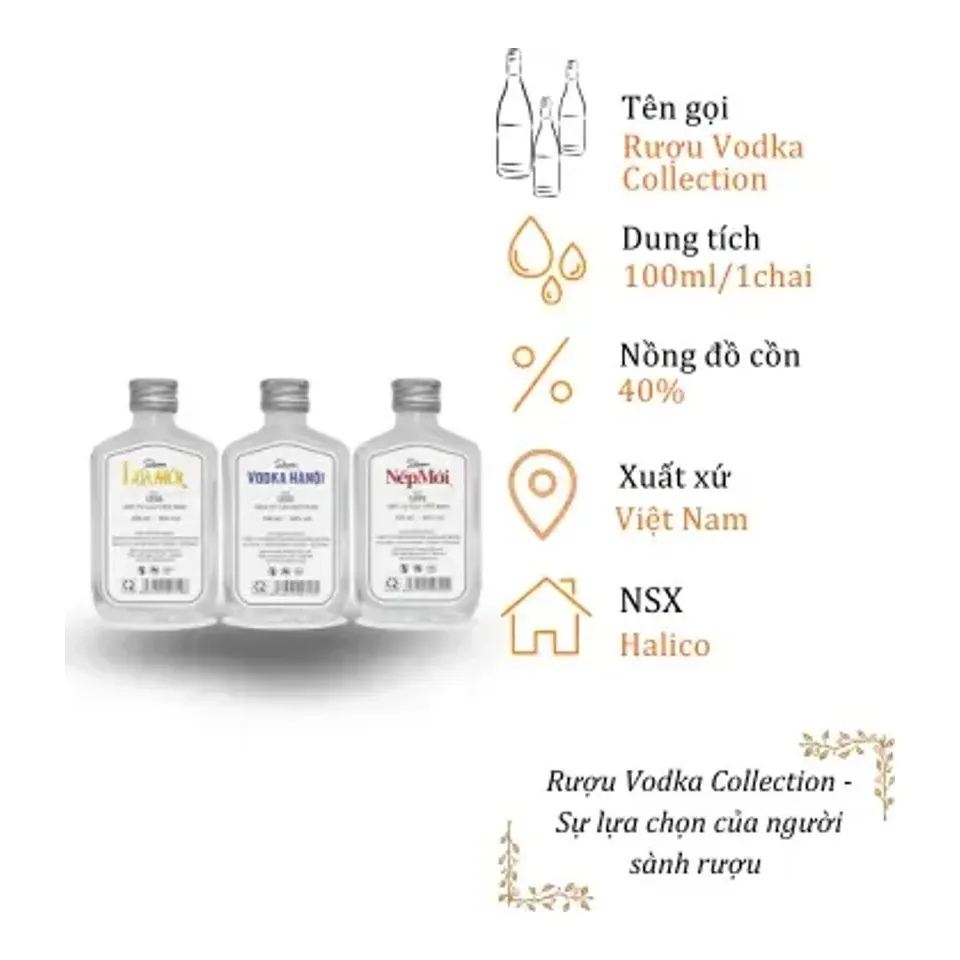 Rượu Vodka Collection - Chai 100ml 40% (Bottle Vodka Collection)