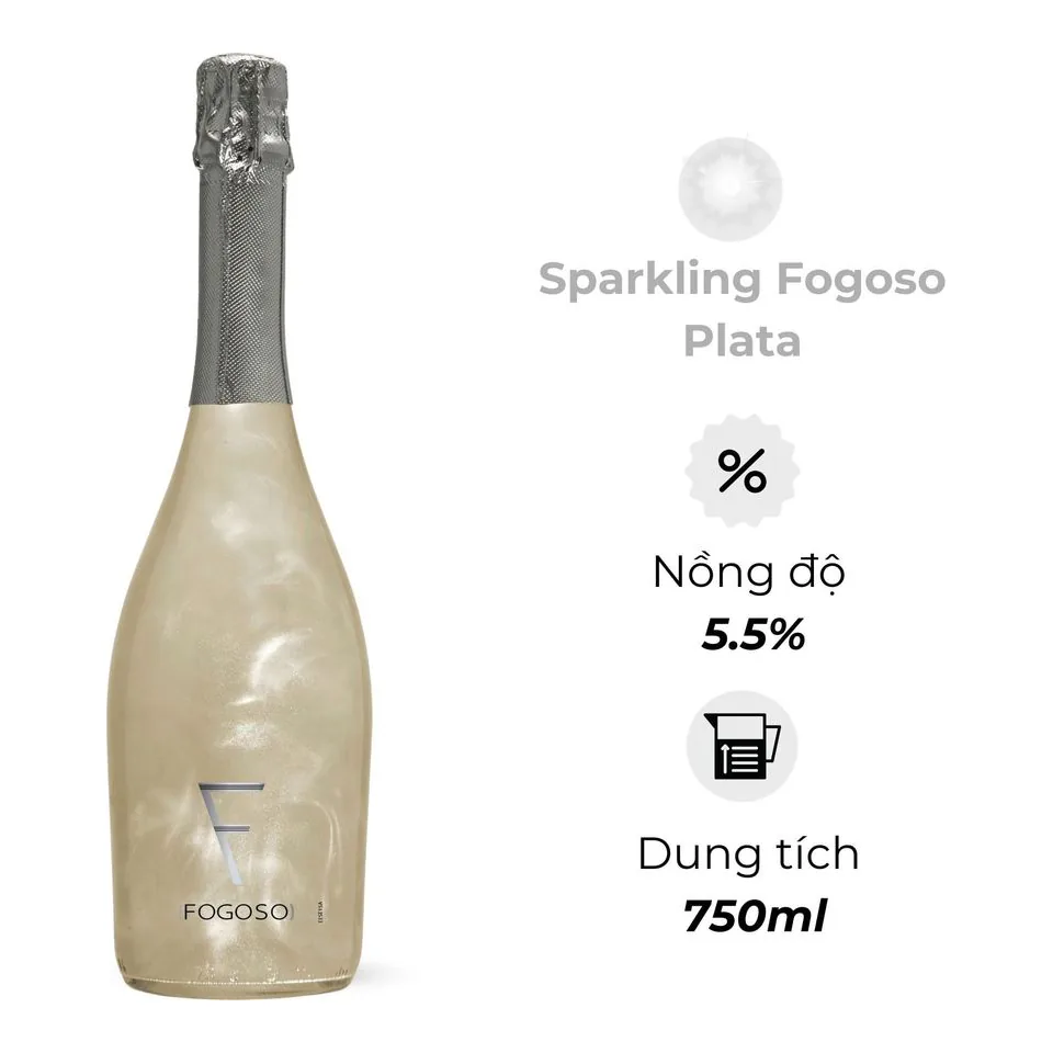 Rượu Vang Sparkling Fogoso Plata 750ml 5.5%