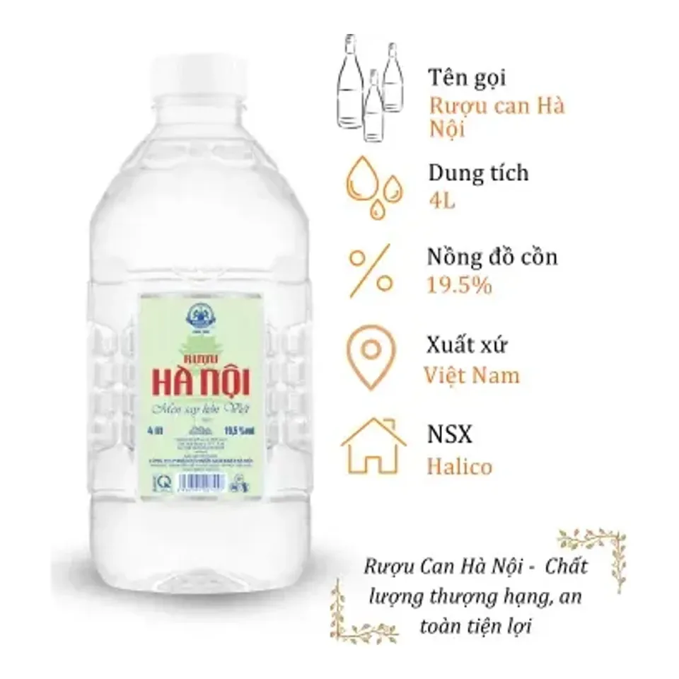 Rượu Can Hà Nội Halico - Can 4 Lít 19.5% ( Can Ha Noi Halico)