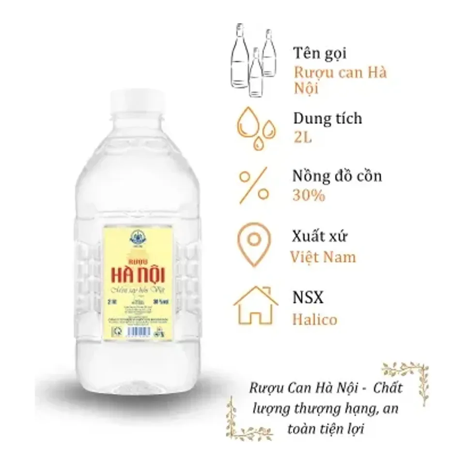 Rượu Can Hà Nội Halico - Can 2 Lít 30% ( Can Ha Noi Halico)