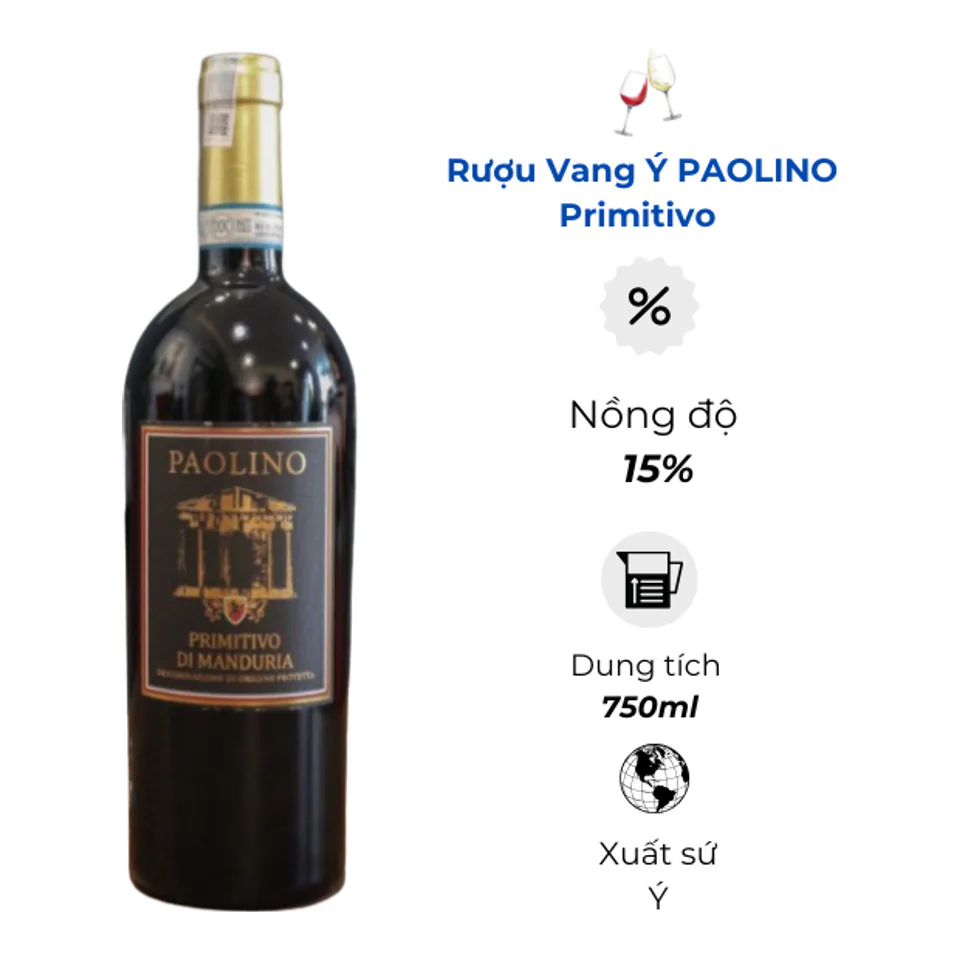 Rượu Vang Ý Paolino Primitivo Di Manduria