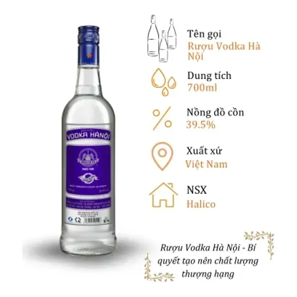 Rượu Vodka Hà Nội - Chai 700ml 39.5% (Bottle Vodka Ha Noi)