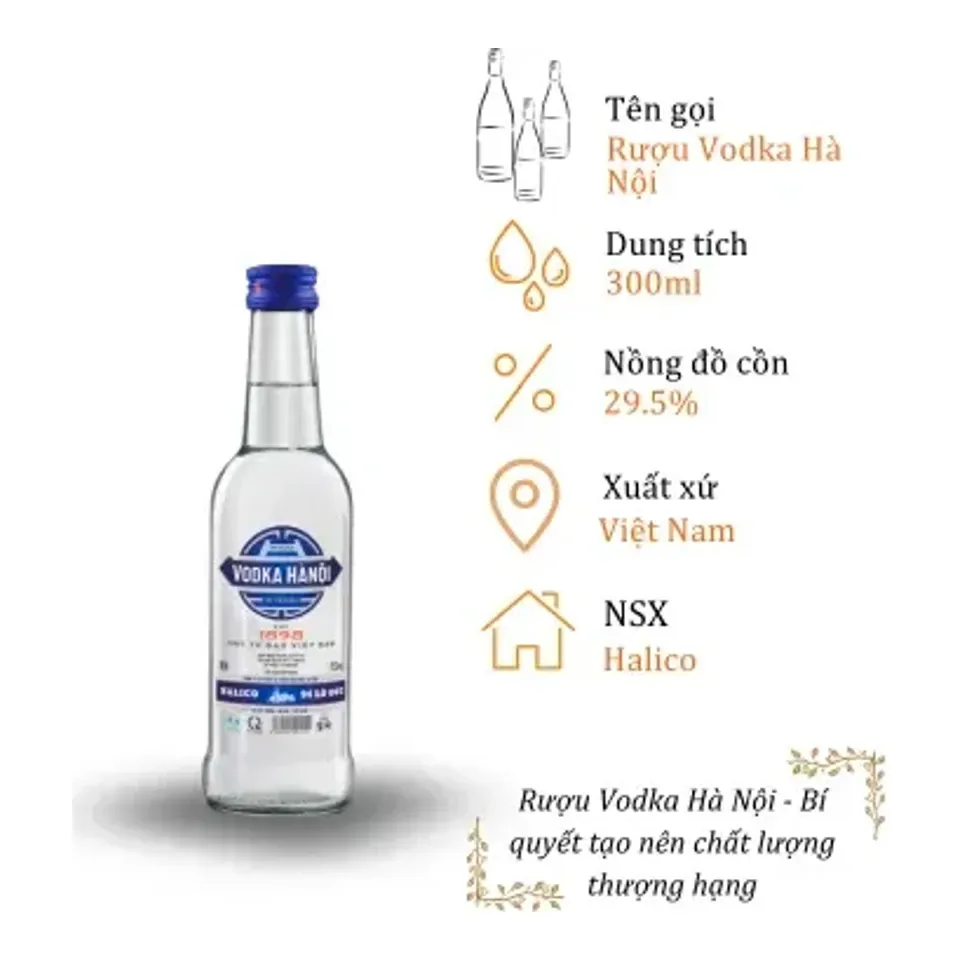 Rượu Vodka Hà Nội - Chai 300ml 29.5% (Bottle Vodka Ha Noi)