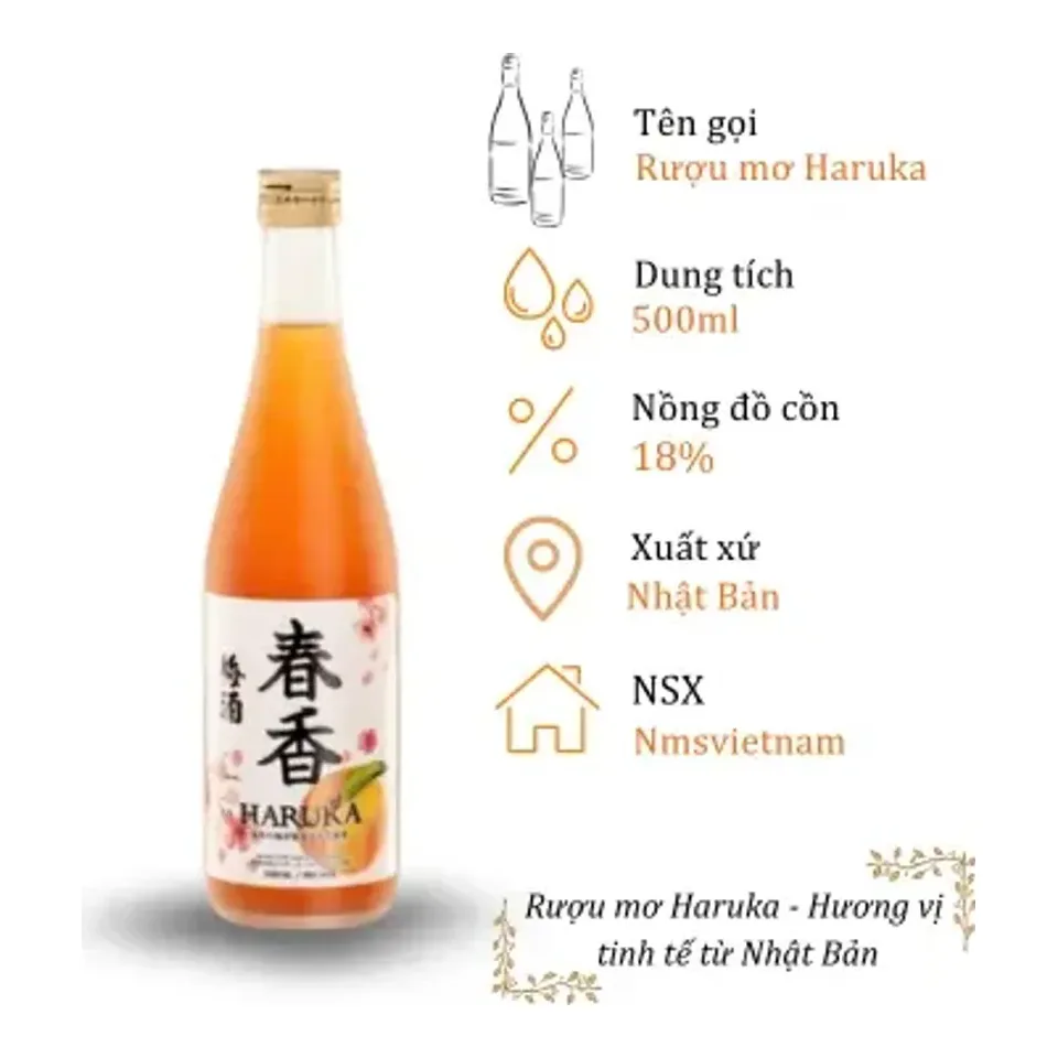 Rượu Mơ Haruka - Chai 500ml 18% (Bottle Haruka - Umeshu 500ml 18%)