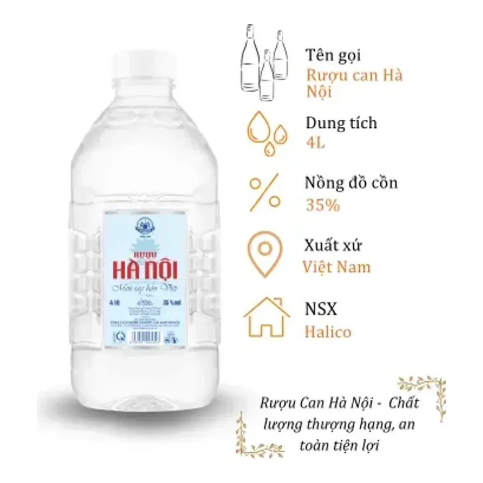 Rượu Can Hà Nội Halico - Can 4 Lít 35% ( Can Ha Noi Halico)