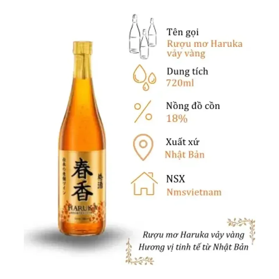 Rượu Mơ Haruka Vẩy Vàng Nhật Bản - Chai 720ml 18%