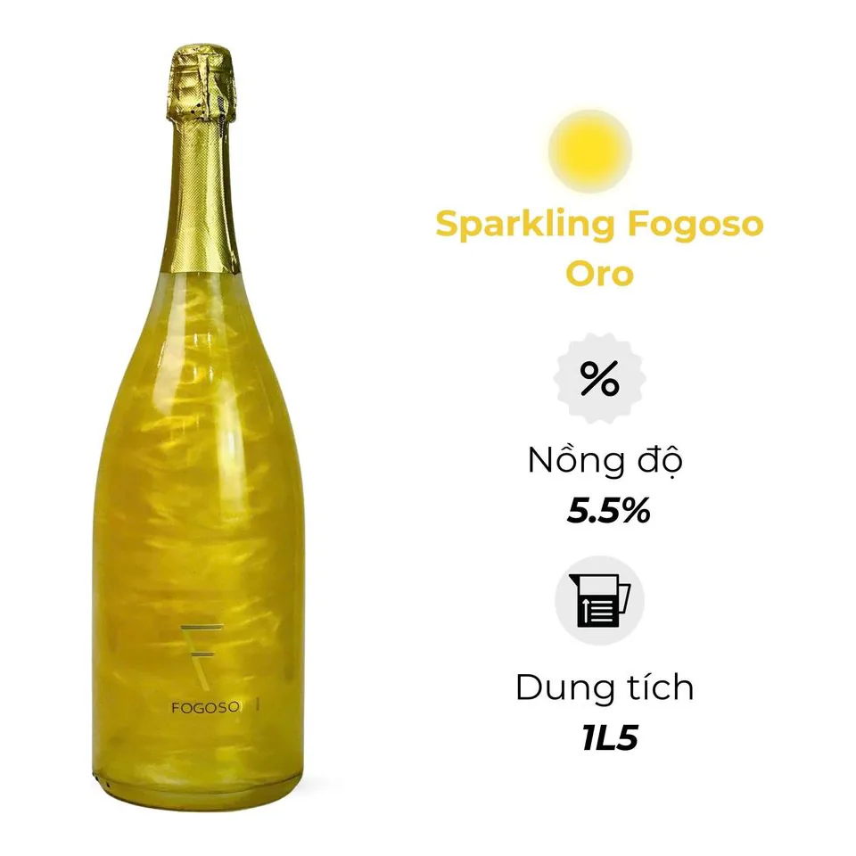 Rượu vang Sparkling Fogoso Oro 1.5L 5.5%