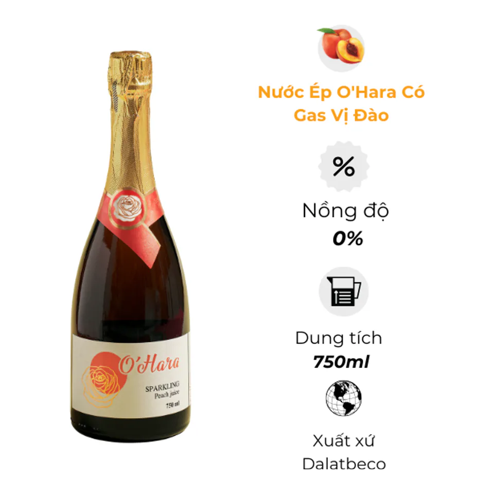 Nước Ép Có Gas Sparkling O'Hara Đào