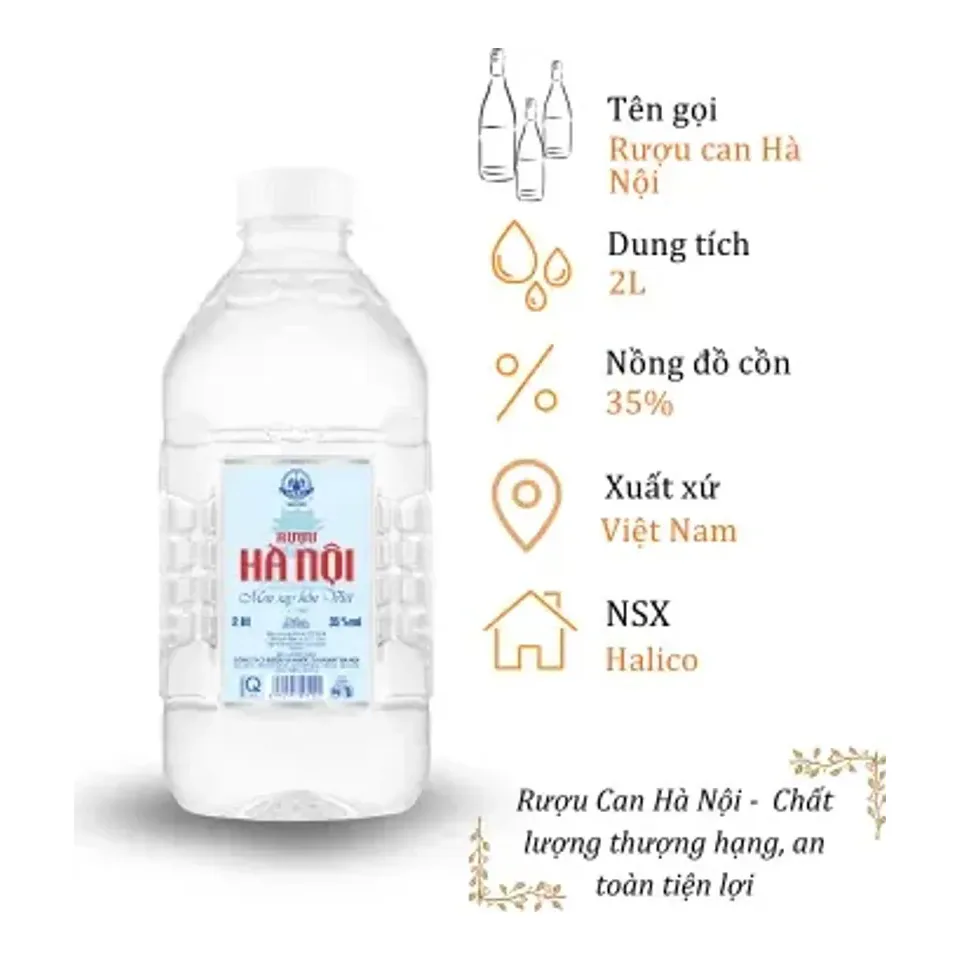Rượu Can Hà Nội Halico - Can 2 Lít 35% ( Can Ha Noi Halico)